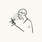 Cartoon of person looking at phone